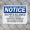 Signmission No Pets Service Animals Allowed, 14 in W x Rectangle, Plastic OS-2PACK-NS-P-1014-L-16171 - alternate 2